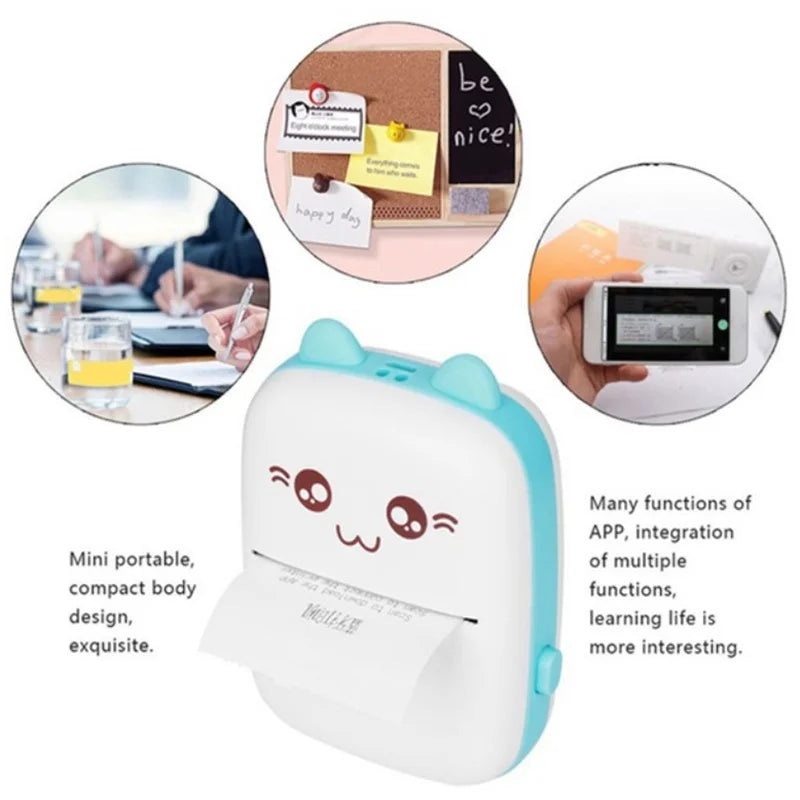 Portable Thermal Printer Bluetooth Mini Cat Pocket Printer